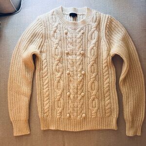J. Crew Collection Cashmere Cream Cable Knit Sweater